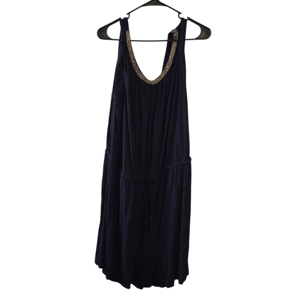 Lane Bryant Navy Romper with Beaded Trim